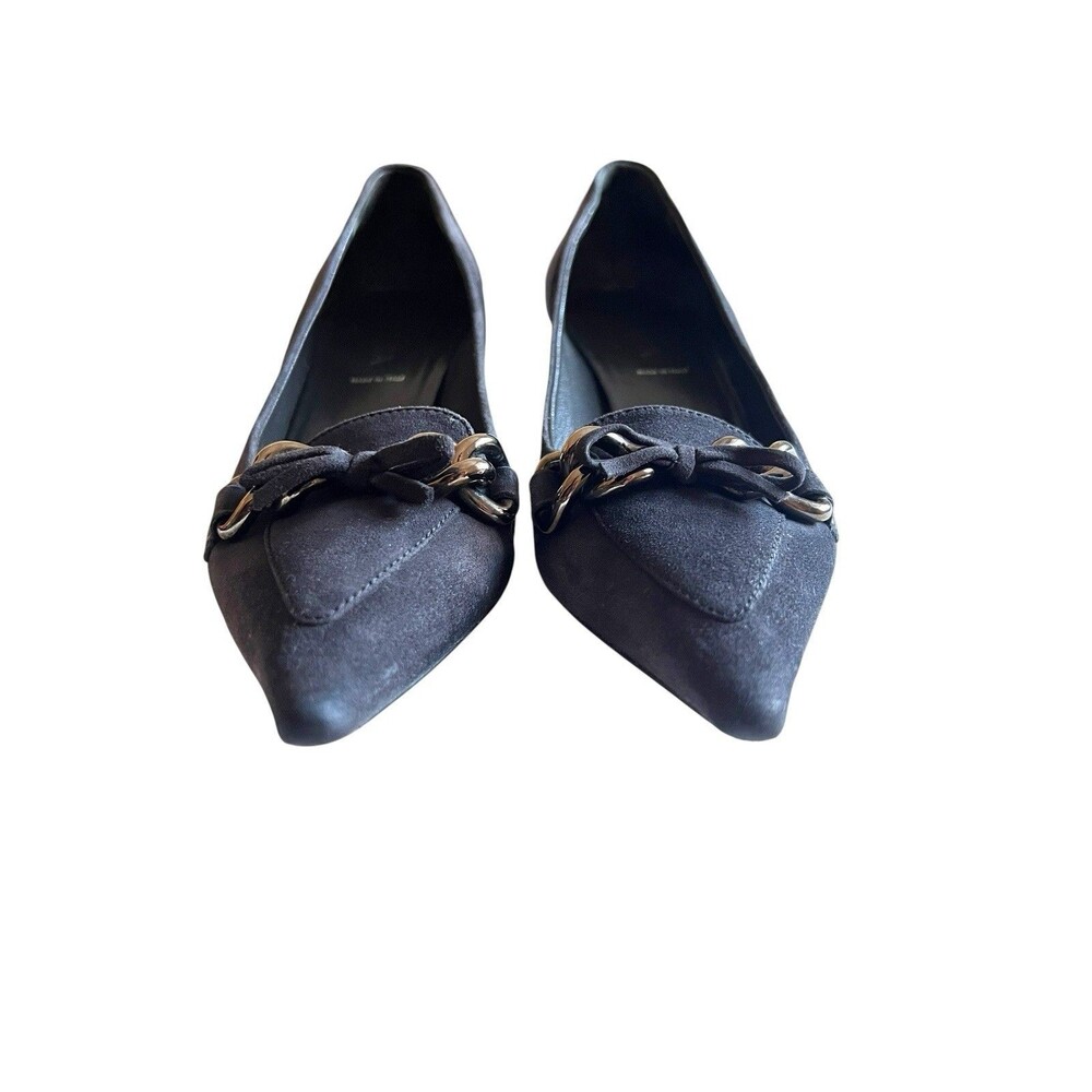 Prada Gray Suede Kitten Heel Pumps Horsebit Pointed Toe Italy EU 36.5 US 6.5 - Picture 7 of 12
